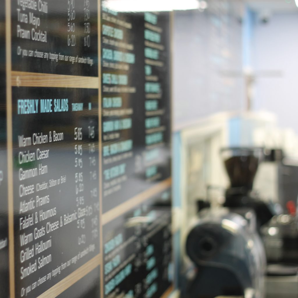 Salads & Fillings Menu Close-Up